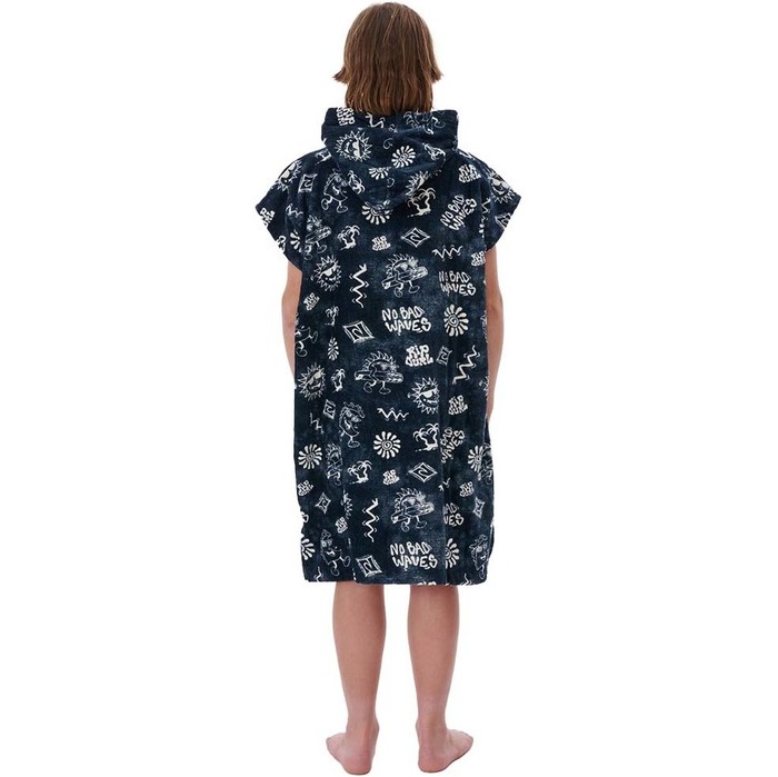 2022 Rip Curl Enfants Printed Change Robe / Poncho 003BTO - Black